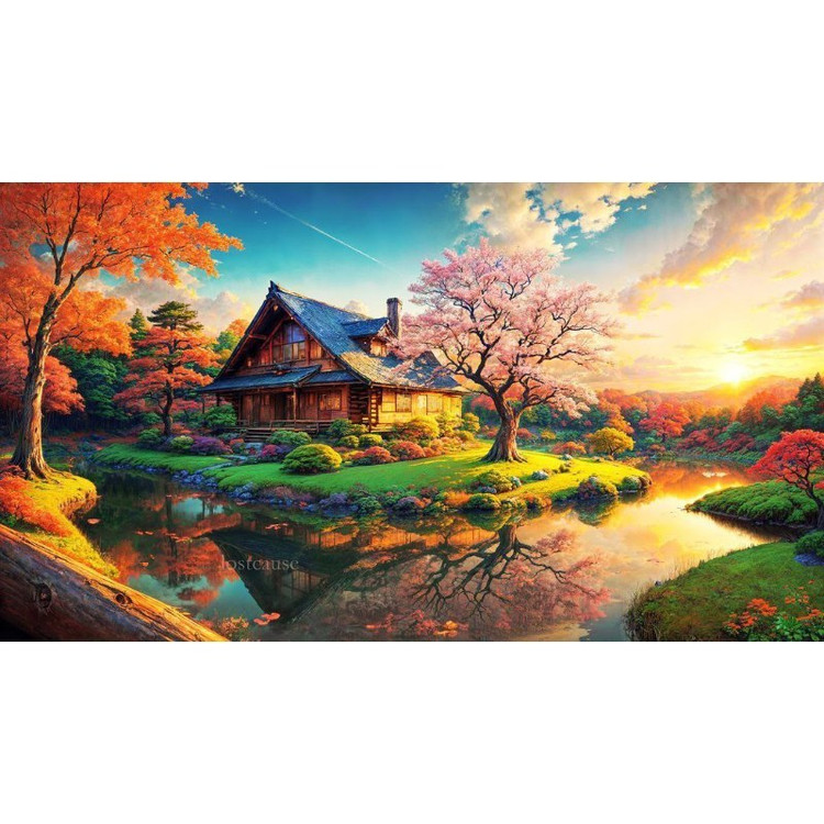 نقاشی الماسی طرح کلبه بهشتی - سایز ۴۰ در ۵۰ | ترندتوی