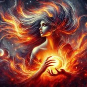 نقاشی الماسی طرح دختر و گوی آتشین - سایز ۴۰ در ۵۰ |
